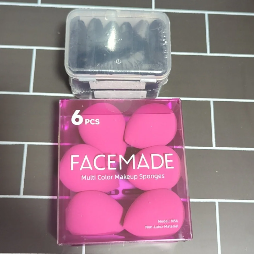 Facemade 6 Pcs Makeup Sponges & 6 powder puffs NEW